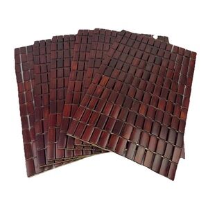 VTG Mahogany Wood Tiles 6 Placemats Heavyweight Benson Mills 18.5x 11.5” MCM